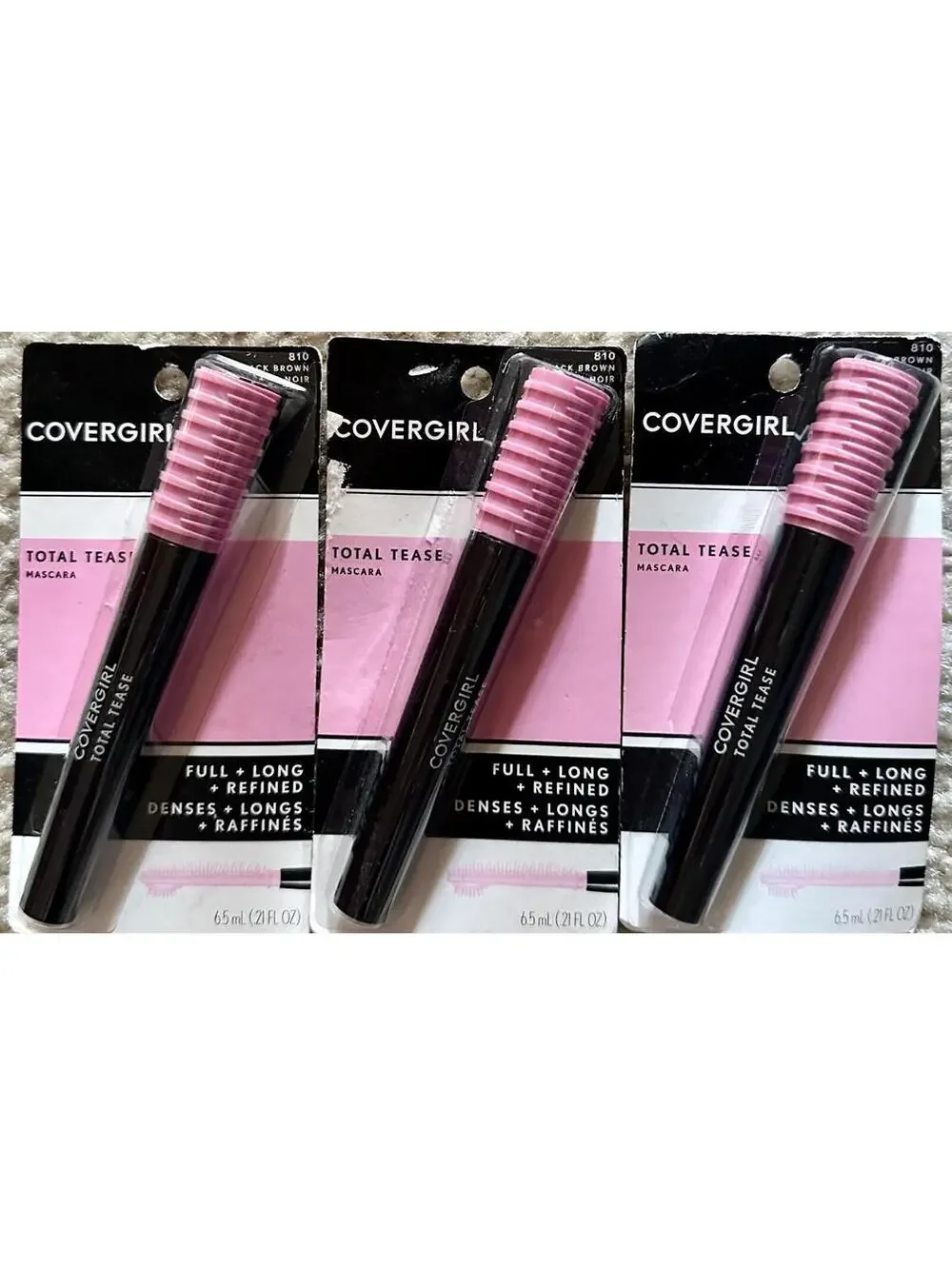 3-Pack NEW CoverGirl Total Tease Washable Mascara in 810 Black Brown (Sealed)
